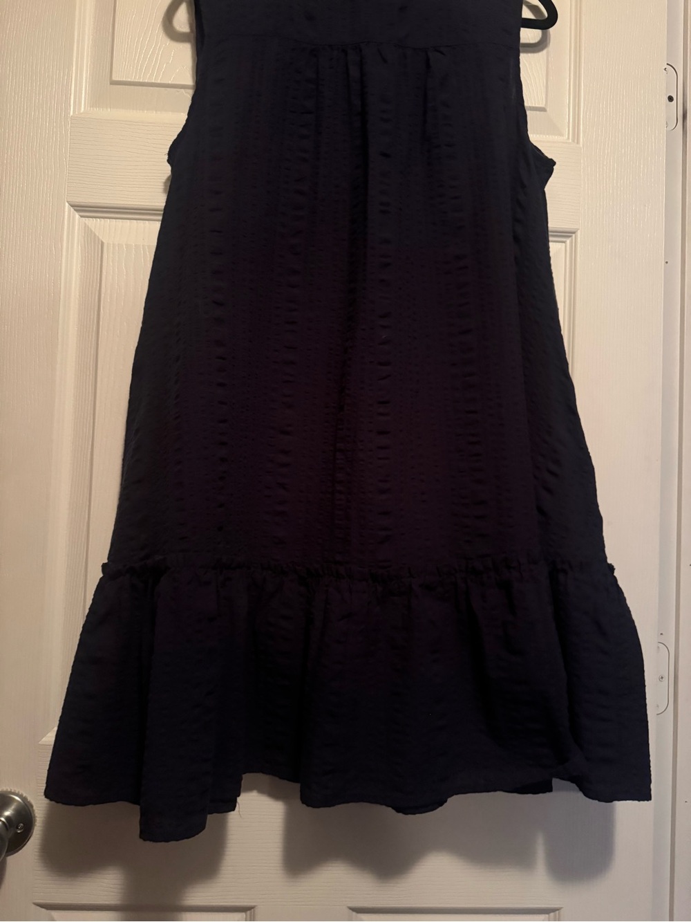 Time & Tru Sz XXL Sleeveless Navy Button-Front Ribbed Ruffle Swing dress - Picture 6 of 7